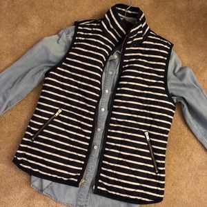Old Navy Quilted Puffer Vest Striped Petite Small